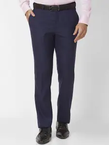 Raymond Men Mid-Rise Regular Fit Self Design Formal Trousers