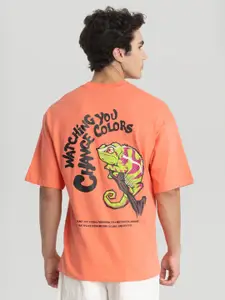 Snitch Men Graphic Printed Round Neck Cotton Oversized T-shirt