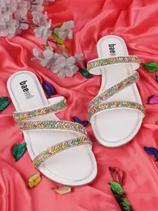 BAESD Women Embellished Open Toe Flats