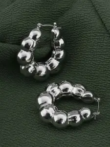 PALMONAS Silver-Plated Bubble Hoop Earrings