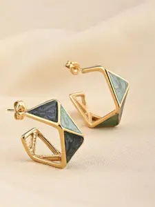 PALMONAS Gold Plated Stainless Steel Half Hoop Earrings