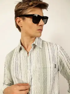 Thomas Scott Men Premium Slim Fit Opaque Striped Casual Shirt