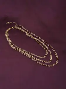 PALMONAS Stainless Steel Gold Plated Layered Necklace