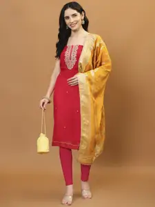 Meena Bazaar Embroidered Organza Unstitched Dress Material