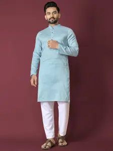 Anaita Geometric Woven Design Mandarin Collar Jacquard Regular Straight Kurta