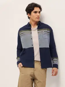 THE BEAR HOUSE Men Slim Fit Striped Cotton Casual Shirt