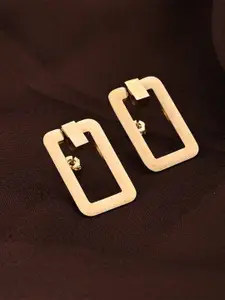 PALMONAS Gold Plated Stainless Steel Square Drop Earrings