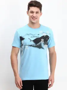 Allen Solly Men Graphic Printed Round Neck Cotton Slim Fit T-shirt