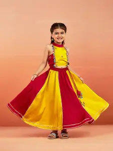 VASTRAMAY Girls Embroidered Ready to Wear Lehenga &