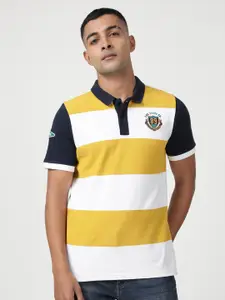 Lee Men Colourblocked Polo Collar Slim Fit Cotton T-shirt