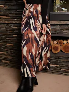 ZWERLON Women Printed Pleated Maxi A-Line Skirt