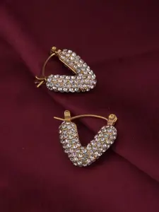 PALMONAS Gold Plated Stainless Steel Artificial Stones Hoop Earrings