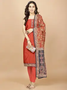 Meena Bazaar Floral Yoke Design Sequined Chanderi Unstitched Dress Material