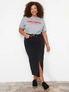 Trendyol Pure Cotton Pencil Midi Skirt