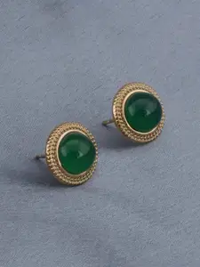 PALMONAS Gold Plated Stainless Steel Artificial Stones Circular Studs