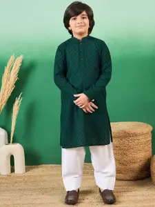 Sangria Boys  Chikankari Embroidered Cotton Kurta With Patiala