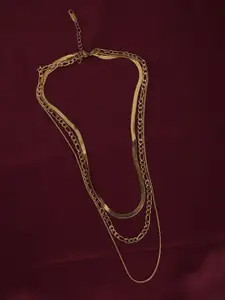 PALMONAS Stainless Steel Gold-Plated Layered Necklace