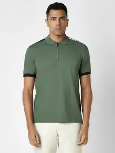 Van Heusen Sport Men Self Design Polo Collar Cotton T-shirt