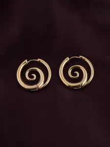 PALMONAS Stainless Steel Gold Plated Circular Spiral Serenity Hoop Earrings