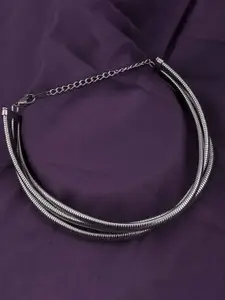 PALMONAS Silver-Plated Stainless Steel Layered Necklace