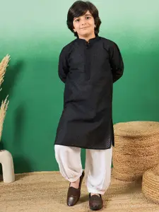 Sangria Boys Chikankari Embroidered Kurta With Patiala