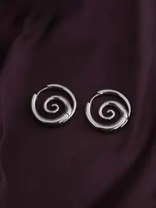 PALMONAS Stainless Steel Silver-Plated Circular Hoop Earrings