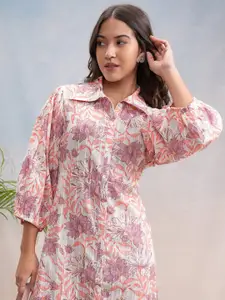 Vishudh Women Floral Printed Puff Sleeves A-Line Dress