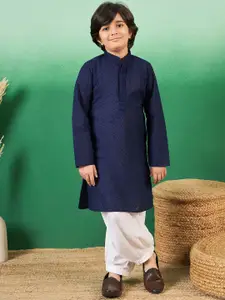 Sangria Boys Chikankari Embroidered Kurta & Patiala Sets