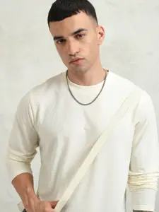 HIGHLANDER Men Relaxed Fit Self Design Round Neck Long Sleeves T-shirt
