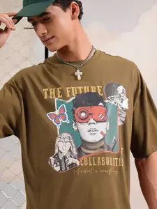 HIGHLANDER Graphic Puff Printed Round Neck Oversized T-shirt