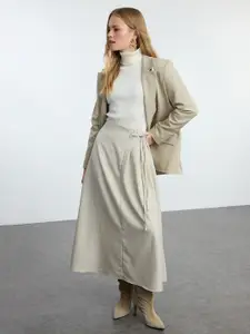 Trendyol Pure Cotton Pleated Flared Midi Skirt