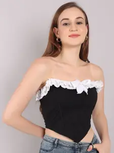 SIGHTBOMB Off-Shoulder Cotton Lace Crop Top