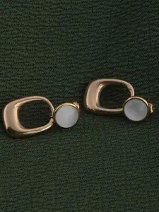 PALMONAS Gold Plated Stainless Steel Pearls Drop Earrings