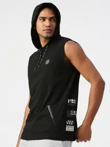 Pepe Jeans Typography Printed Hood Sleeveless Cotton Slim Fit T-shirt