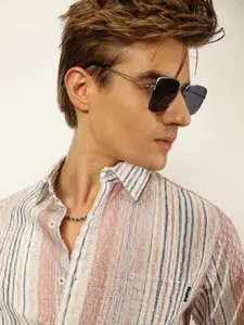 Thomas Scott Men Premium Slim Fit Opaque Striped Casual Shirt