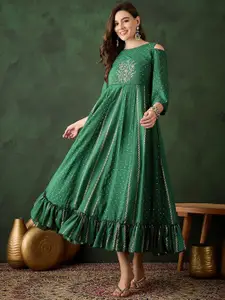 Sangria Embroidered Ethnic Dresses