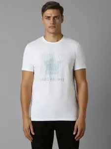 Louis Philippe Sport Men Graphic Printed Round Neck Cotton Slim Fit T-shirt
