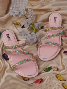 BAESD Women Embellished Open Toe Flats