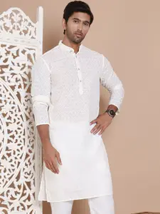 Anouk Men Geometric Embroidered Chikankari Kurta