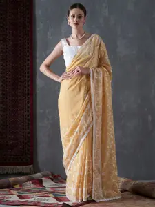 KALINI Ethnic Motifs Embroidered Organza Saree