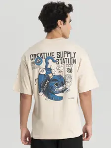 Snitch Men Graphic Printed Round Neck Cotton Oversized T-shirt