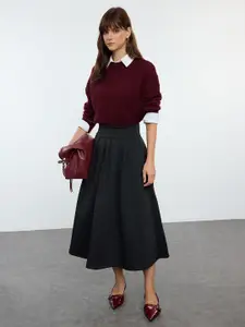 Trendyol Pleated A-line Midi Skirt