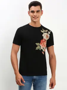 Allen Solly Men Floral Printed Round Neck Cotton Slim Fit T-shirt