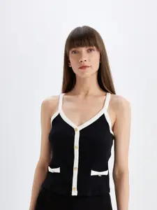 DeFacto Women Solid Shoulder Straps Cotton Top