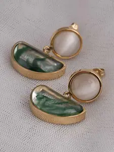 PALMONAS Gold-Plated Crescent Shaped Drop Earrings