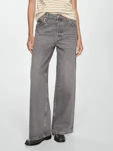 MANGO Women Pure Cotton Wide Leg Light Fade Jeans