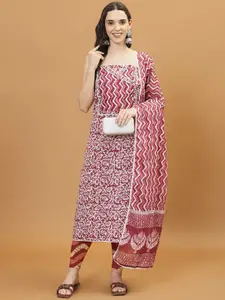 Meena Bazaar Floral Printed Unstitched Dress Material