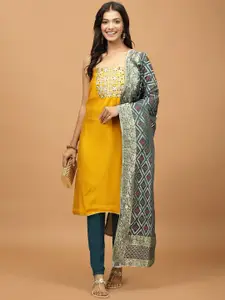 Meena Bazaar Floral Embroidered Sequinned Unstitched Dress Material