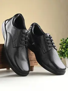 Auserio Men Round Toe Leather Formal Derbys