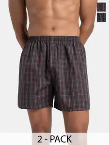 Jockey Men Pack of 2 Super Combed Mercerized Checkered Boxer Shorts With Back Pocket -1222